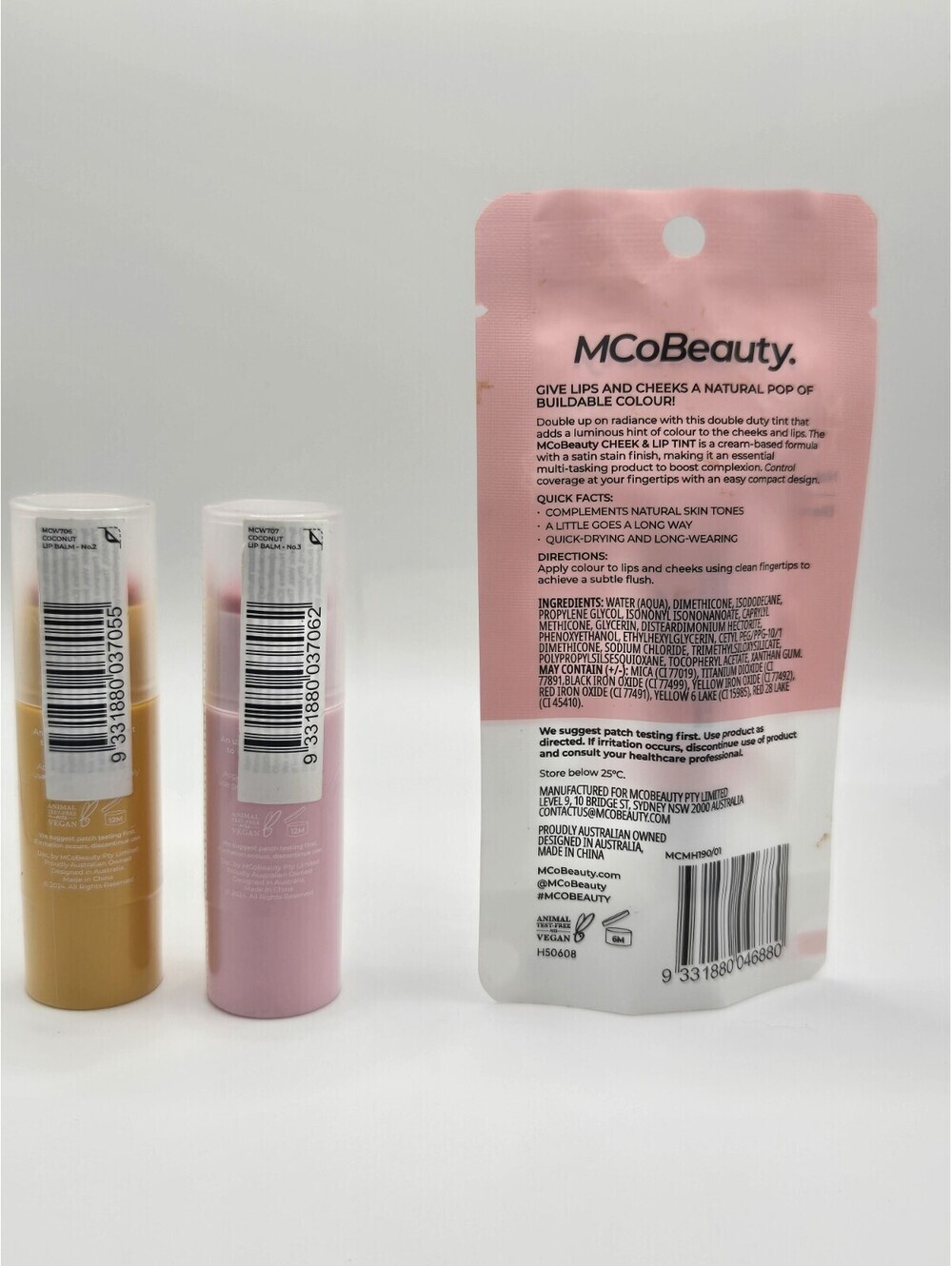 MCoBeauty Coconut Lip Balm & Mini Cheek Lip Tint Bundle  3 Pc Set - Picture 3 of 3